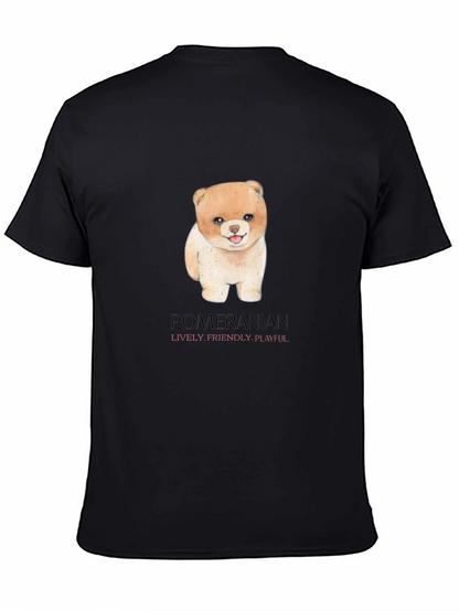 Camiseta Negra con Diseño de Pomerania Adorable