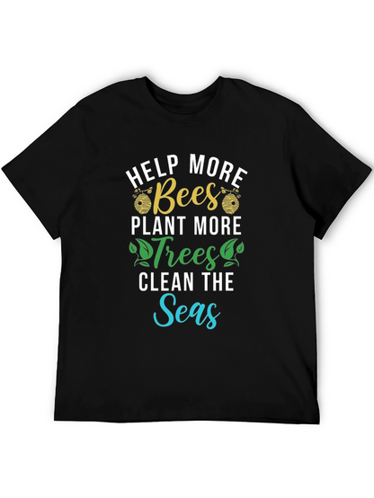 Camiseta Ecológica: Salvar Abejas Plantar Árboles Limpiar Mares