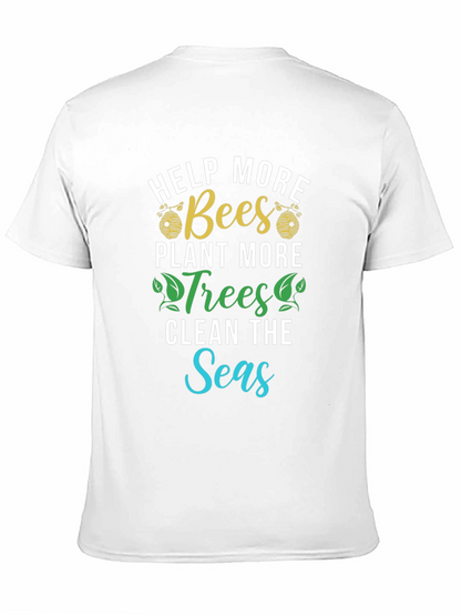 Camiseta Ecológica: Salvar Abejas Plantar Árboles Limpiar Mares