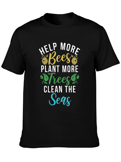 Camiseta Ecológica: Salvar Abejas Plantar Árboles Limpiar Mares
