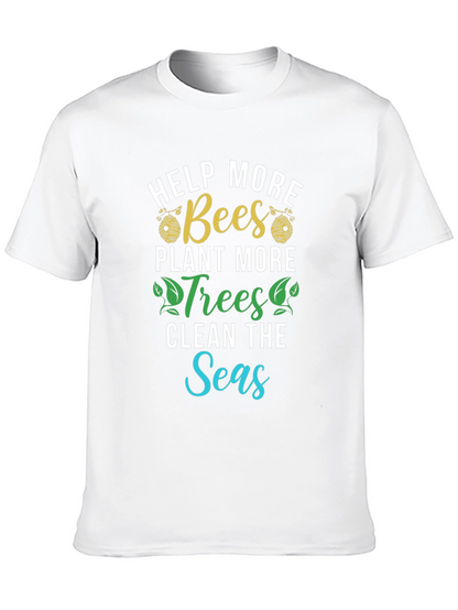 Camiseta Ecológica: Salvar Abejas Plantar Árboles Limpiar Mares