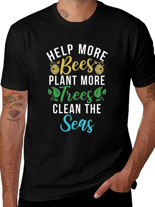 Camiseta Ecológica: Salvar Abejas Plantar Árboles Limpiar Mares