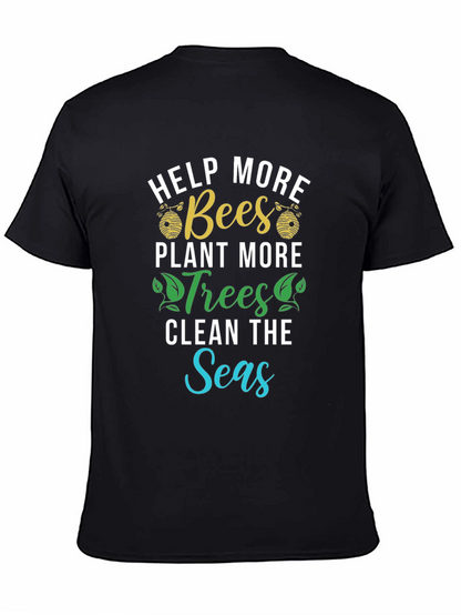 Camiseta Ecológica: Salvar Abejas Plantar Árboles Limpiar Mares