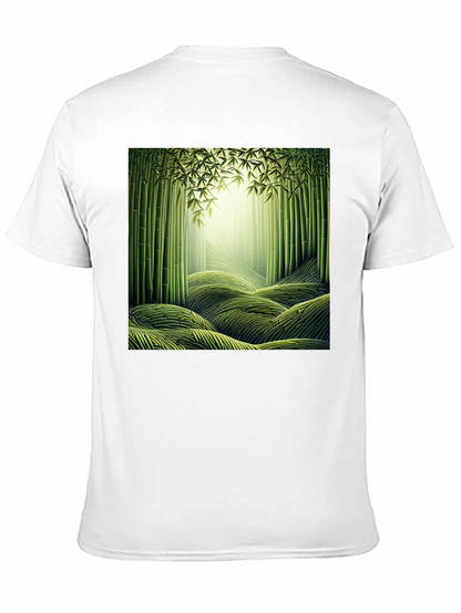 Camiseta Negra con Diseño de Bosque de Bambú
