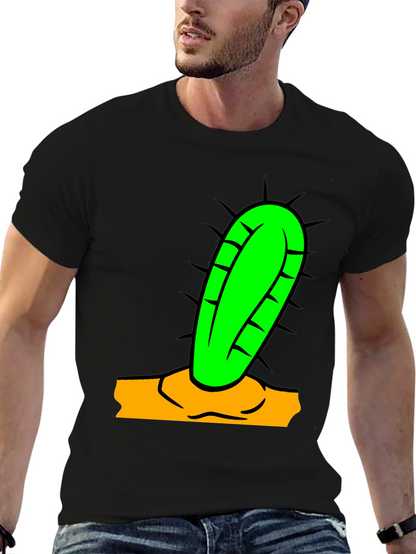 Camiseta Negra con Diseño de Cactus Divertido