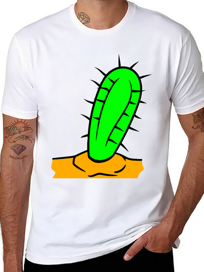 Camiseta Negra con Diseño de Cactus Divertido