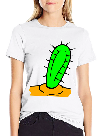 Camiseta Negra con Diseño de Cactus Divertido