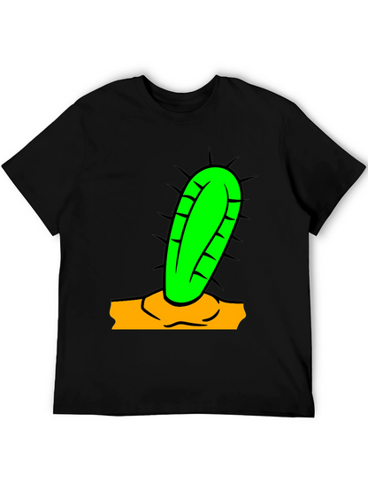 Camiseta Negra con Diseño de Cactus Divertido