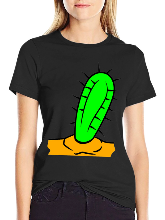 Camiseta Negra con Diseño de Cactus Divertido