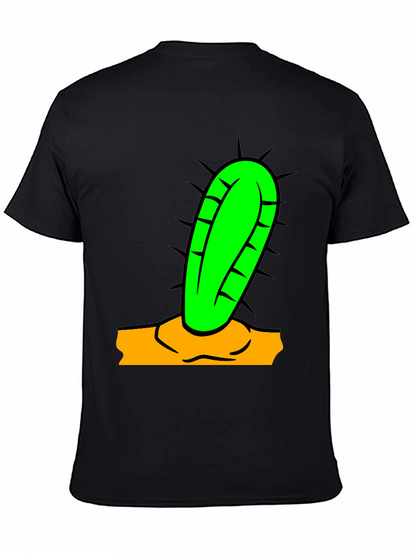 Camiseta Negra con Diseño de Cactus Divertido