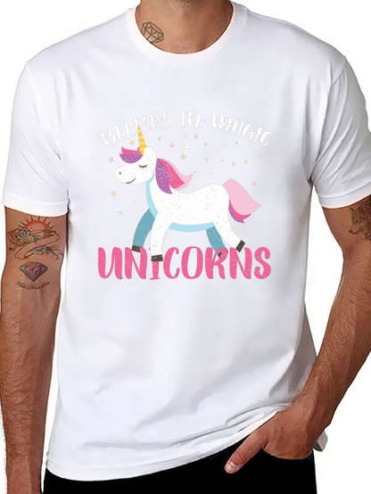 Camiseta Negra Unicornio Mágico para Hombre