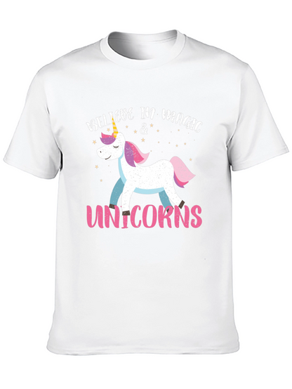 Camiseta Negra Unicornio Mágico para Hombre