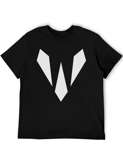 Camiseta Negra con Diseño Abstracto en Blanco