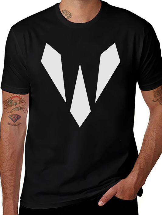 Camiseta Negra con Diseño Abstracto en Blanco