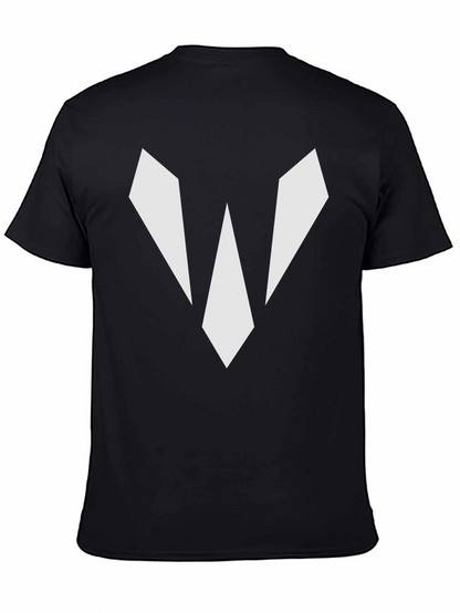 Camiseta Negra con Diseño Abstracto en Blanco