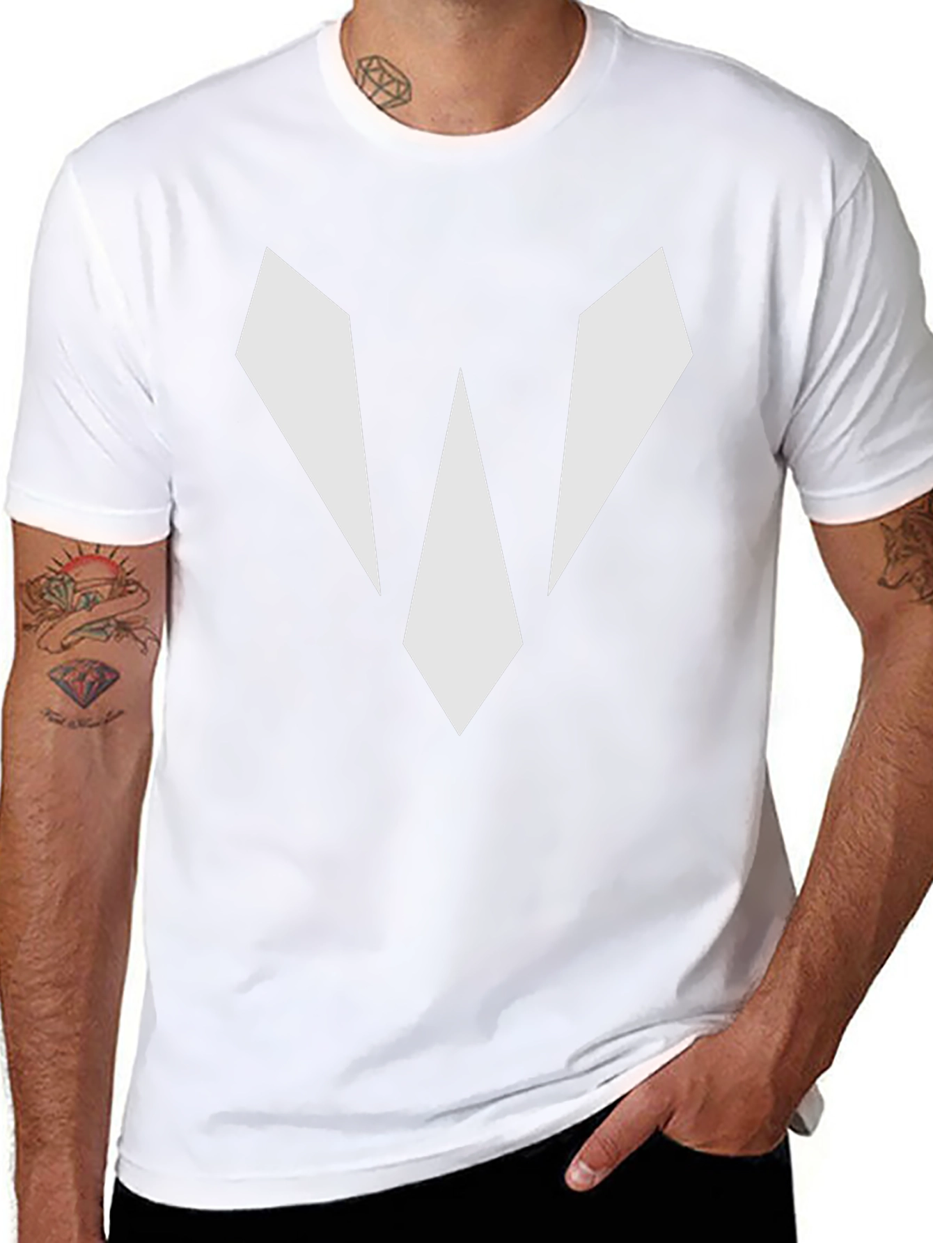 Camiseta Negra con Diseño Abstracto en Blanco