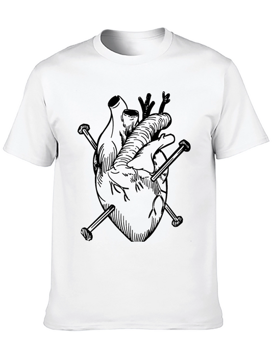 Camiseta Negra Corazón Anatómico con Clavos - Diseño Único
