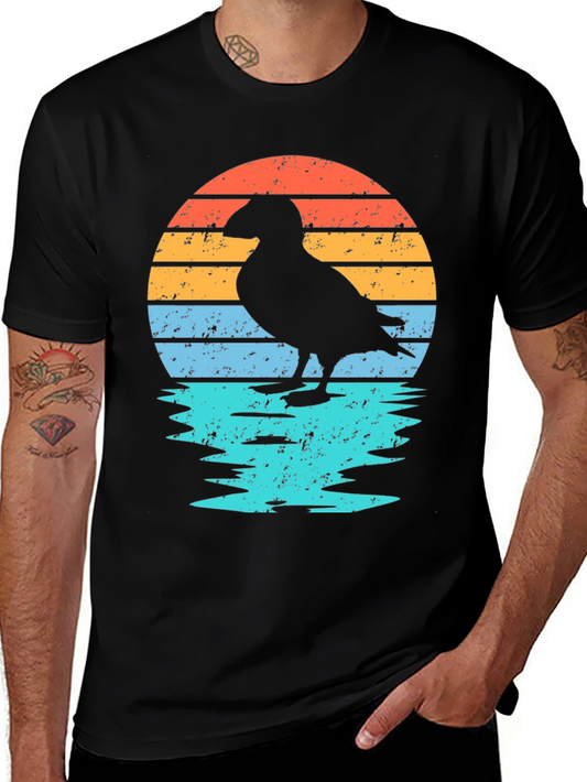 Camiseta Retro Puffin Sunset para Hombre