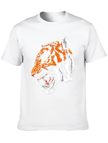 Camiseta Negra con Estampado de Tigre Feroz
