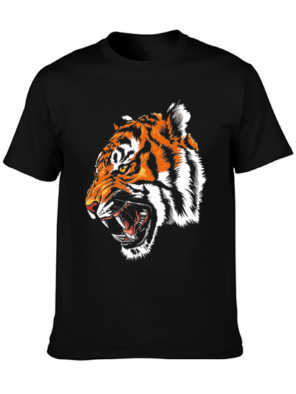 Camiseta Negra con Estampado de Tigre Feroz