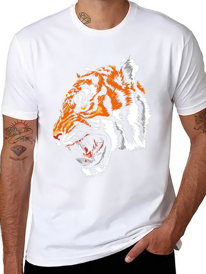 Camiseta Negra con Estampado de Tigre Feroz
