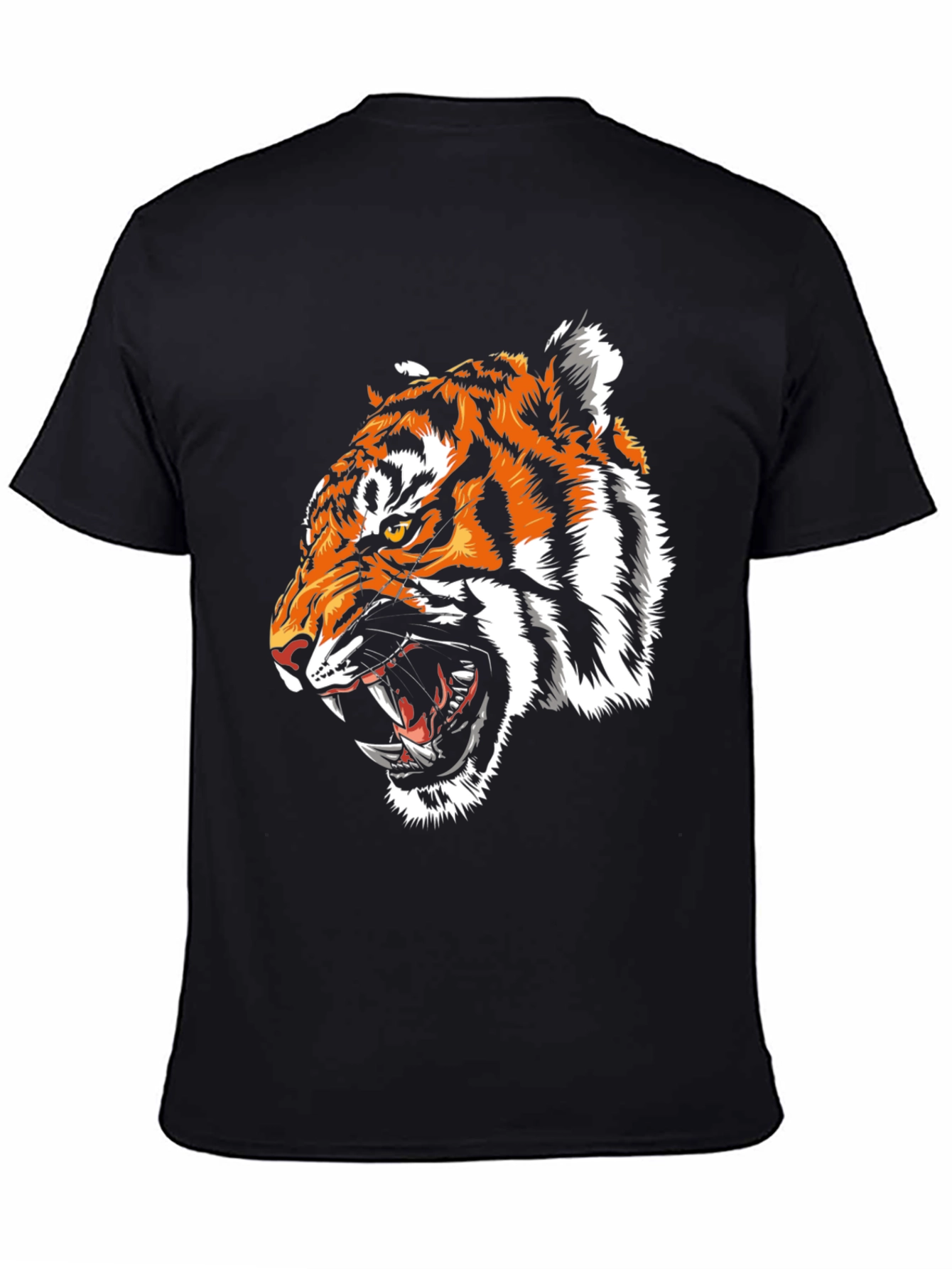 Camiseta Negra con Estampado de Tigre Feroz