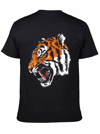 Camiseta Negra con Estampado de Tigre Feroz