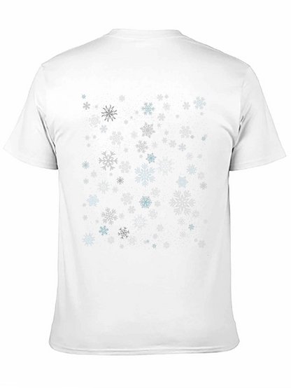 Camiseta Negra con Estampado de Copos de Nieve Invernal