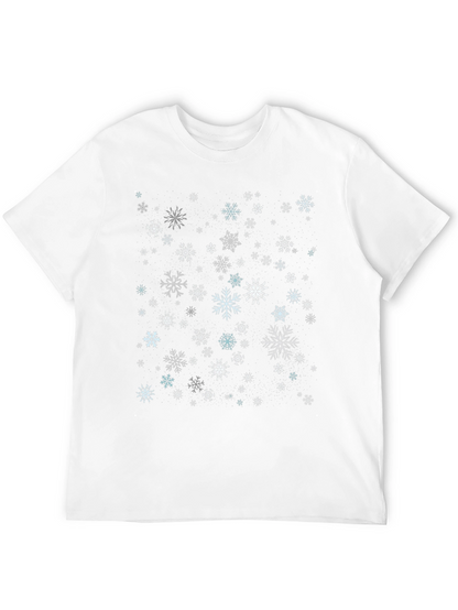 Camiseta Negra con Estampado de Copos de Nieve Invernal
