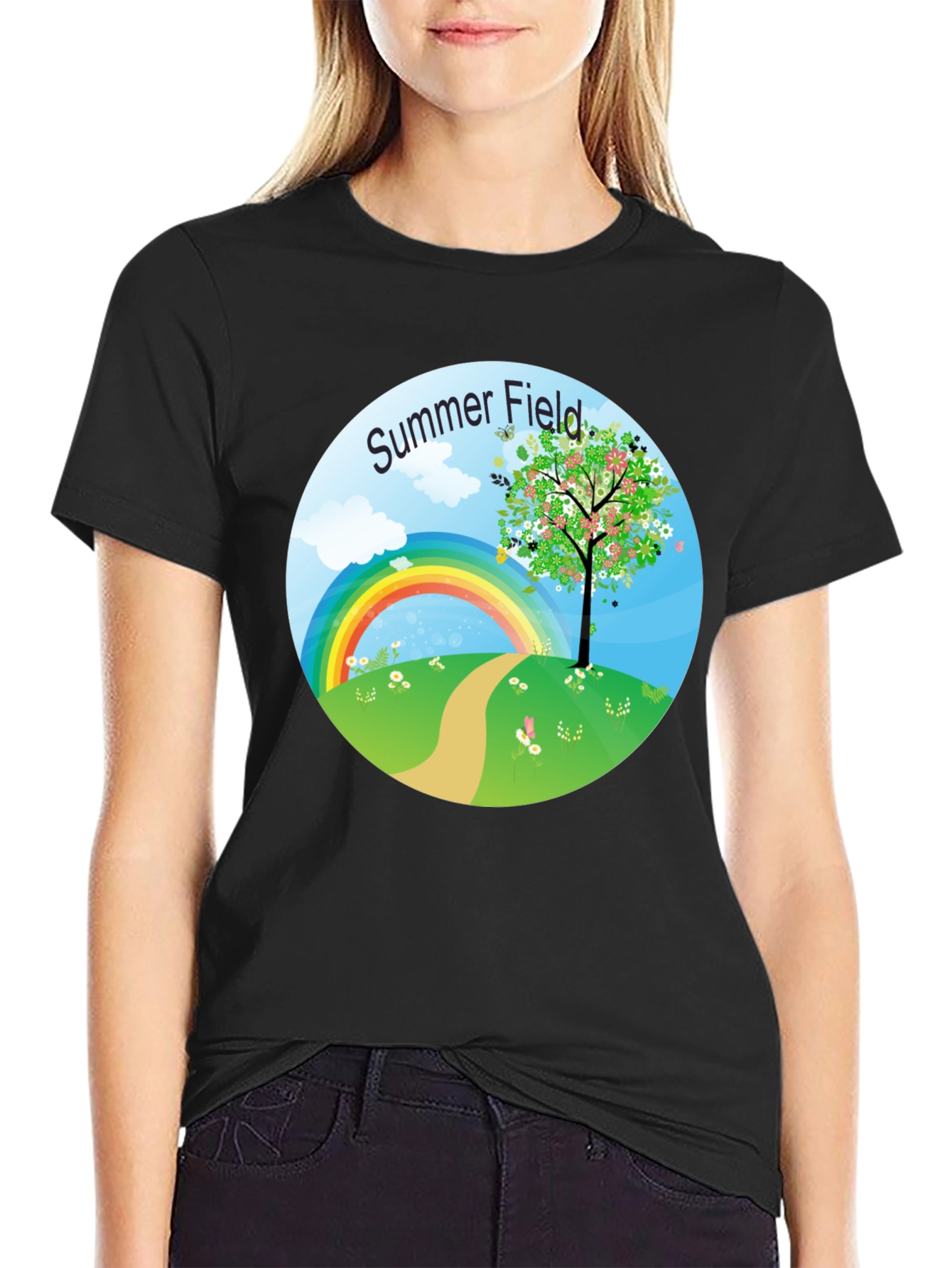 Camiseta Negra Campo de Verano