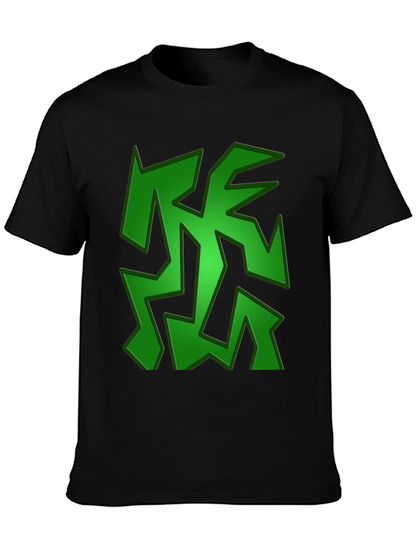 Camiseta Negra con Diseño Abstracto Verde