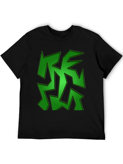 Camiseta Negra con Diseño Abstracto Verde
