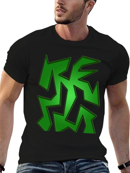Camiseta Negra con Diseño Abstracto Verde