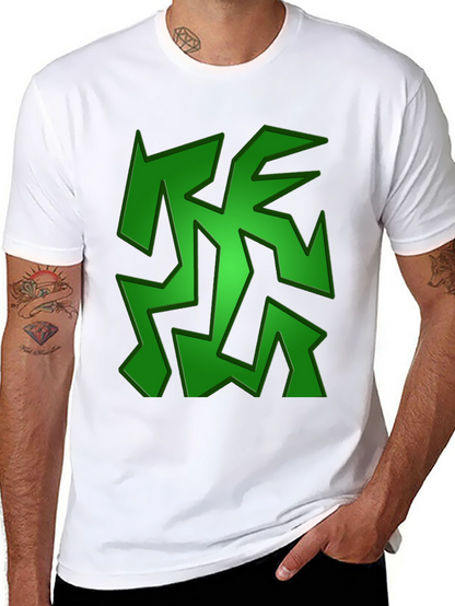 Camiseta Negra con Diseño Abstracto Verde