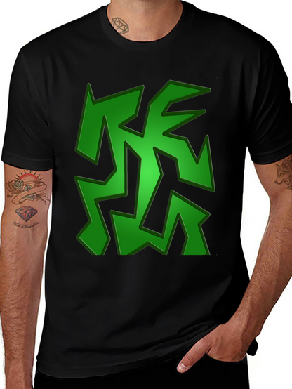 Camiseta Negra con Diseño Abstracto Verde