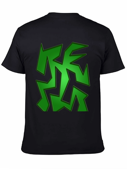 Camiseta Negra con Diseño Abstracto Verde