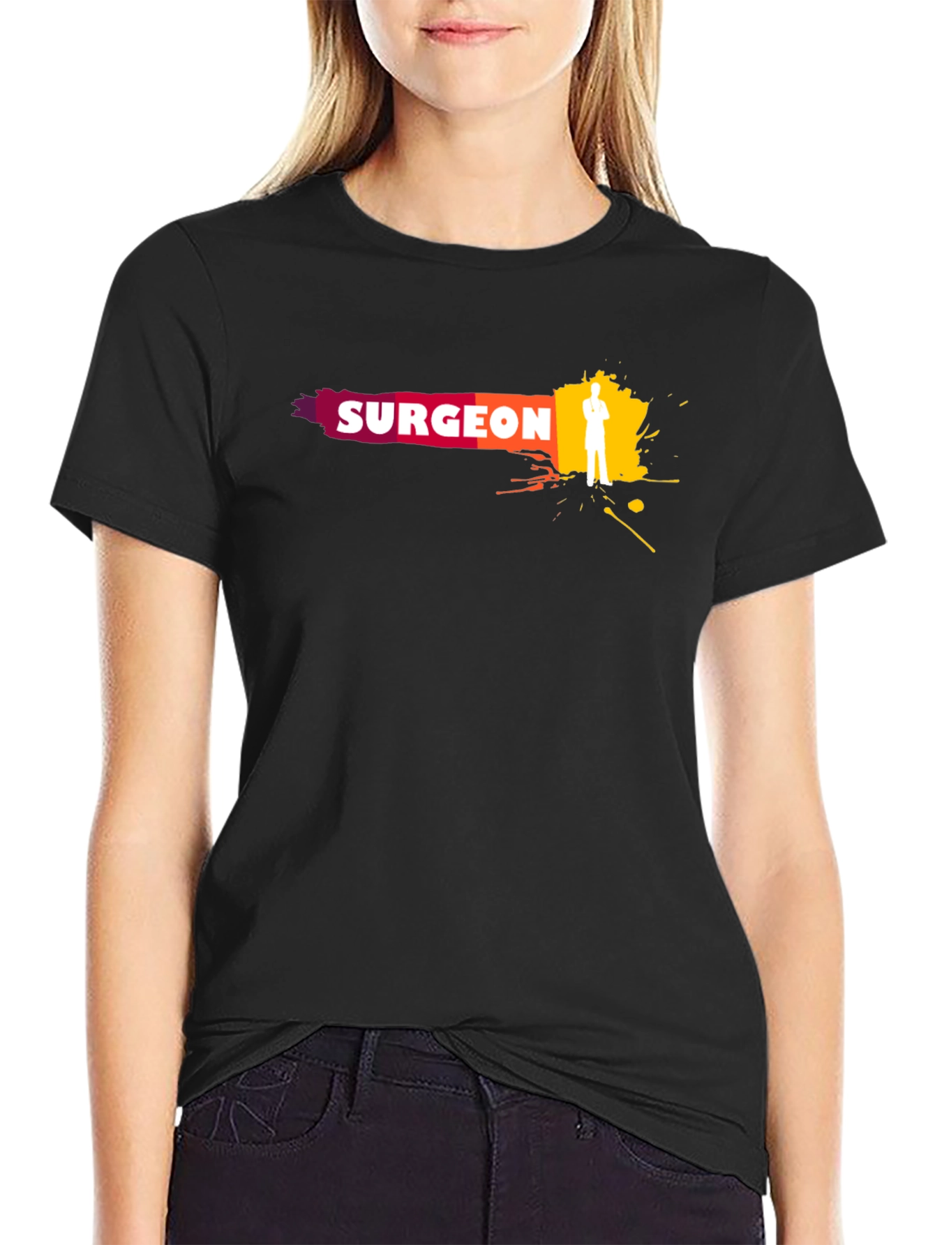 Camiseta Negra Surgeon - Diseño Médico Moderno