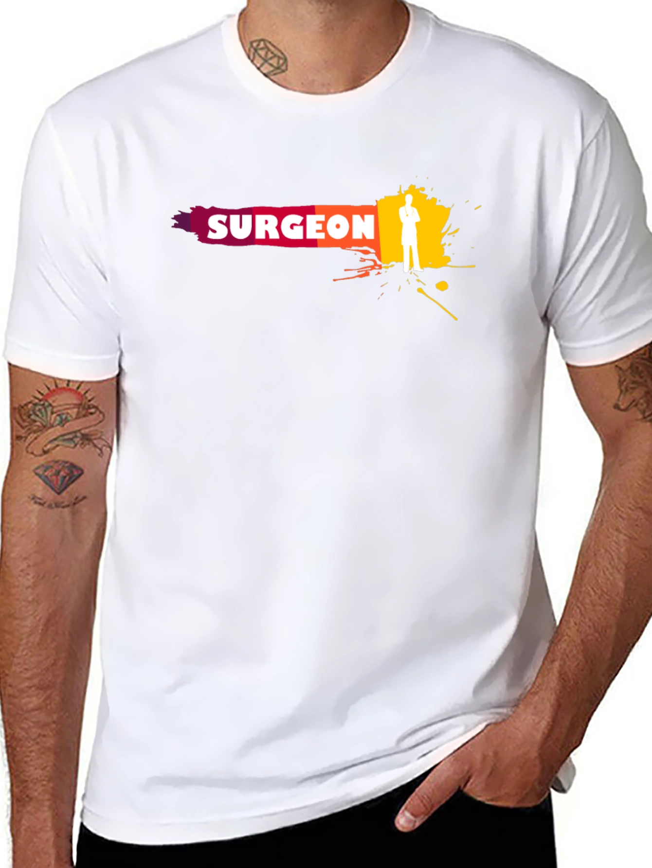 Camiseta Negra Surgeon - Diseño Médico Moderno