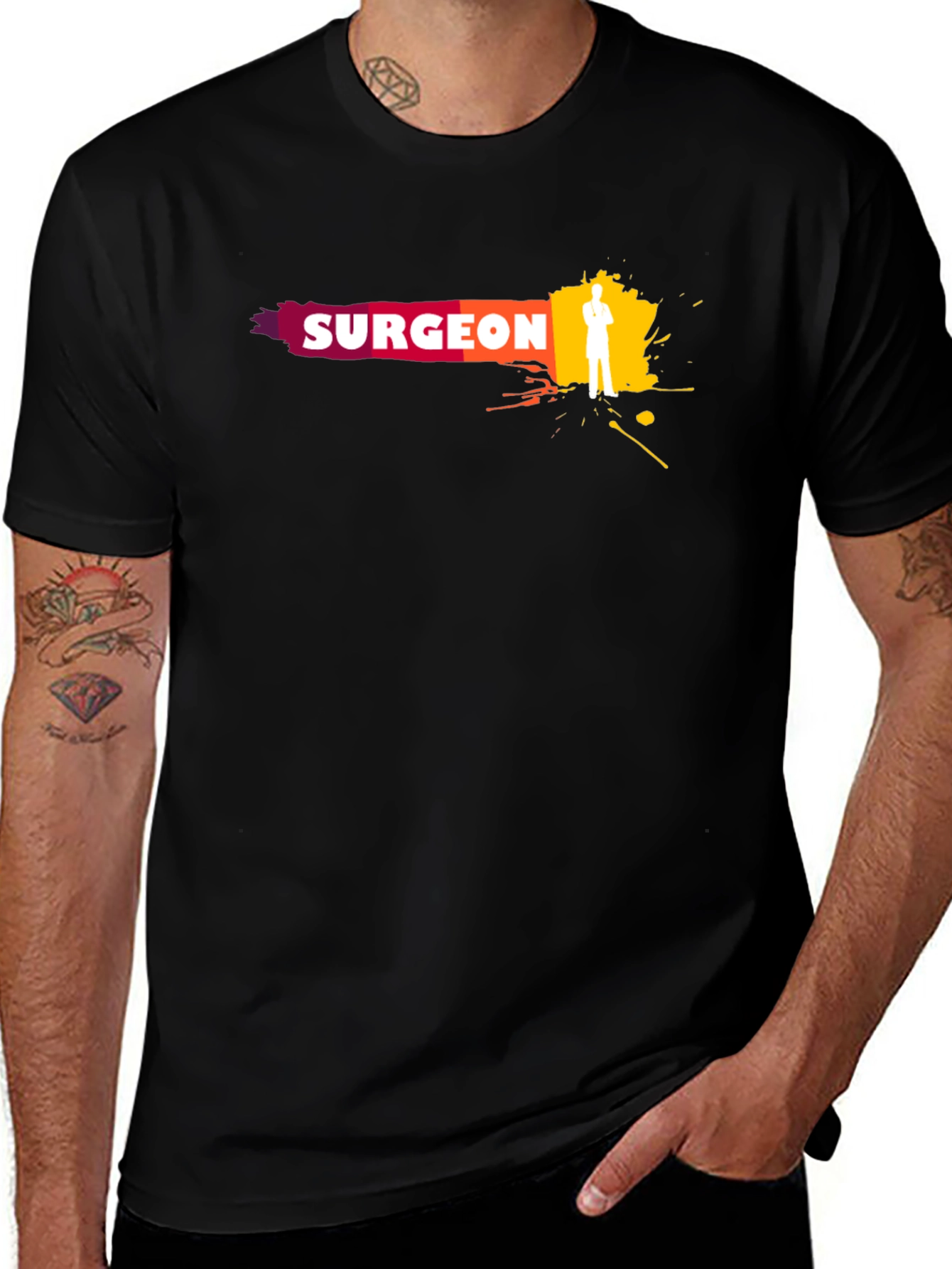 Camiseta Negra Surgeon - Diseño Médico Moderno