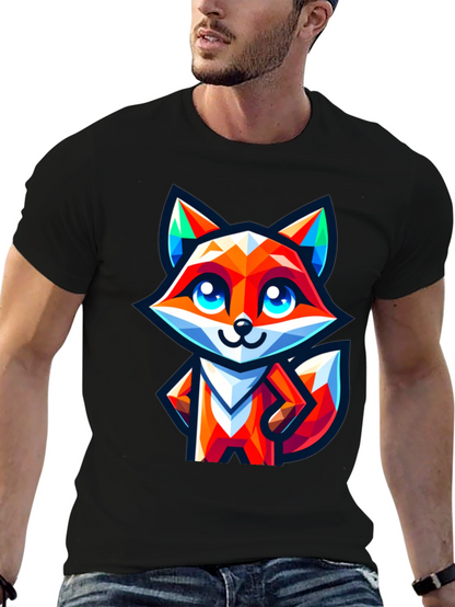 Camiseta Negra con Zorro Geométrico
