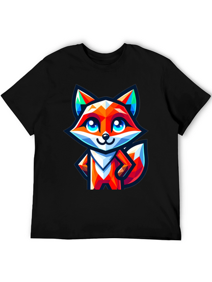 Camiseta Negra con Zorro Geométrico