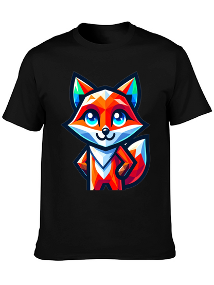 Camiseta Negra con Zorro Geométrico