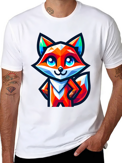 Camiseta Negra con Zorro Geométrico