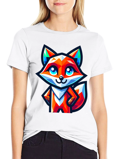 Camiseta Negra con Zorro Geométrico