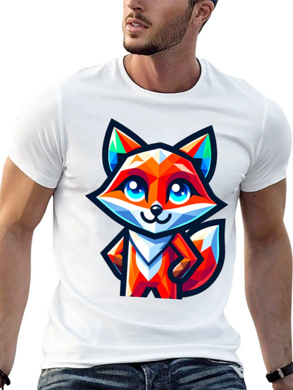 Camiseta Negra con Zorro Geométrico