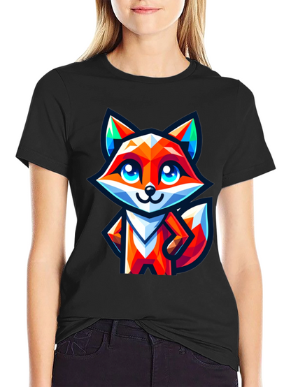 Camiseta Negra con Zorro Geométrico