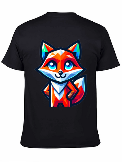 Camiseta Negra con Zorro Geométrico