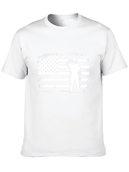 Camiseta Negra con Diseño de Bandera Americana Militar