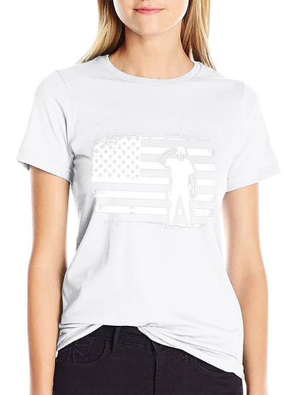 Camiseta Negra con Diseño de Bandera Americana Militar