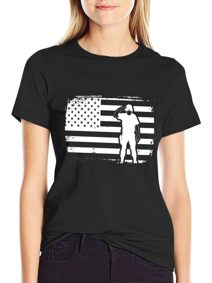 Camiseta Negra con Diseño de Bandera Americana Militar